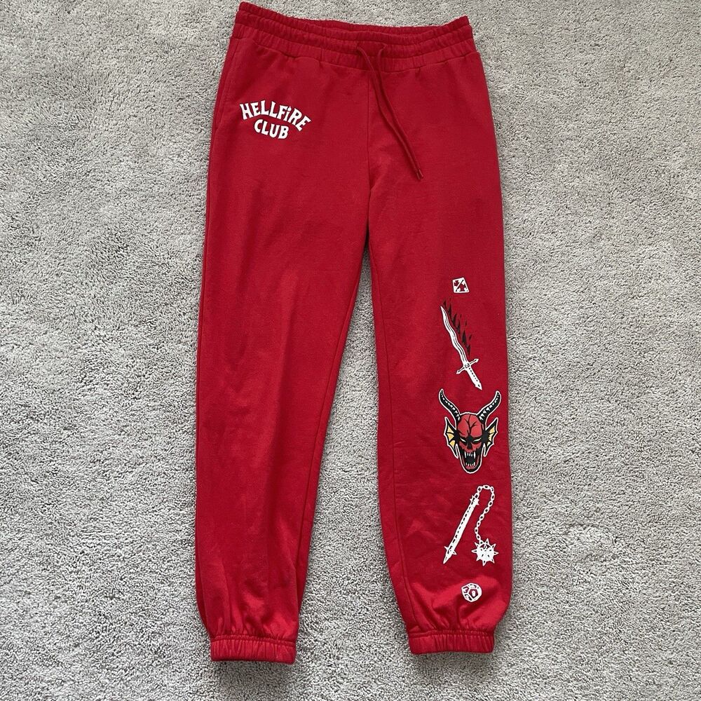 Stranger Things Hellfire Club Sweatpants Joggers Red Men’s Size Large Pants